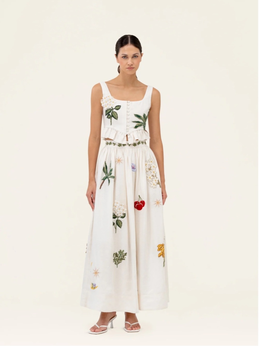 Agua by Agua Bendita Tangelo Wild Skirt and Eslabón Wild Cropped Top - Picture 2 of 9